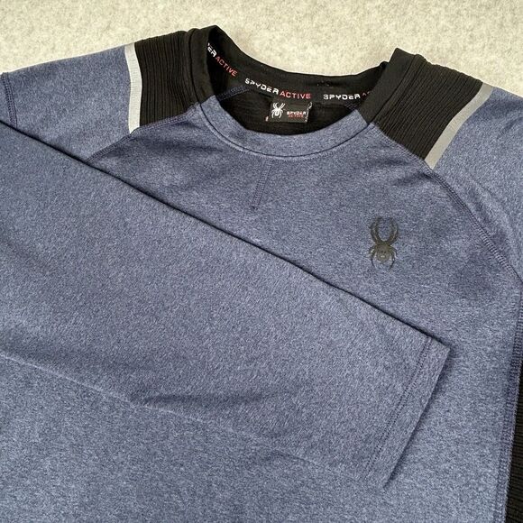 Spyder Other - Spyder Active Shirt Mens M Blue/Black ProWeb‎ Crew Neck Long Sleeve Pullover